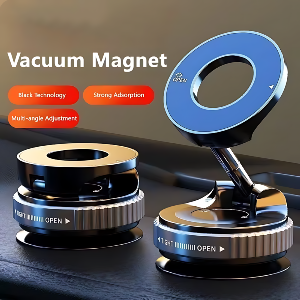360° Foldable Magnetic Phone Holder – Adjustable Vacuum Car Mount