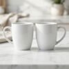 Ceramic Coffee Mug Set of 2 Elegant White Cups 300ml | Cerâmica Capuchos