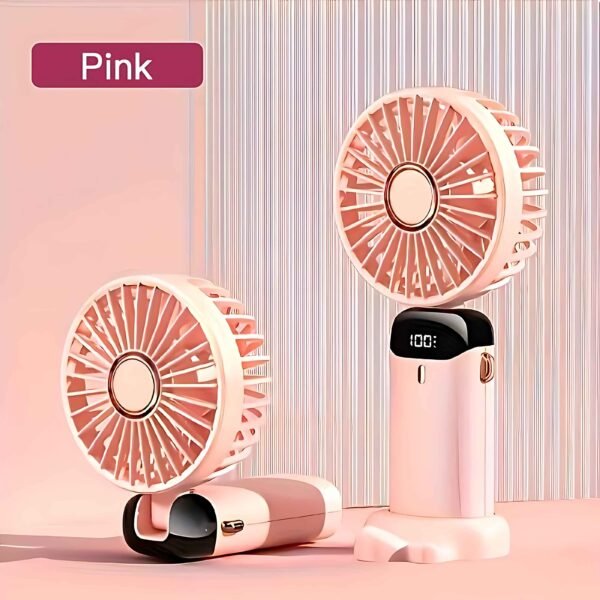 USB Rechargeable Mini Fan – 6 Speed with Smart LED Display
