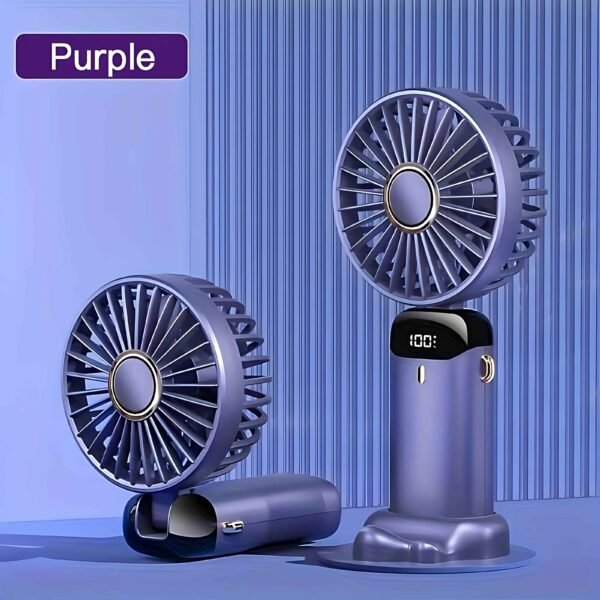USB Rechargeable Mini Fan – 6 Speed with Smart LED Display