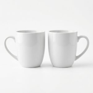 Ceramic Coffee Mug Set of 2 Elegant White Cups 300ml | Cerâmica Capuchos