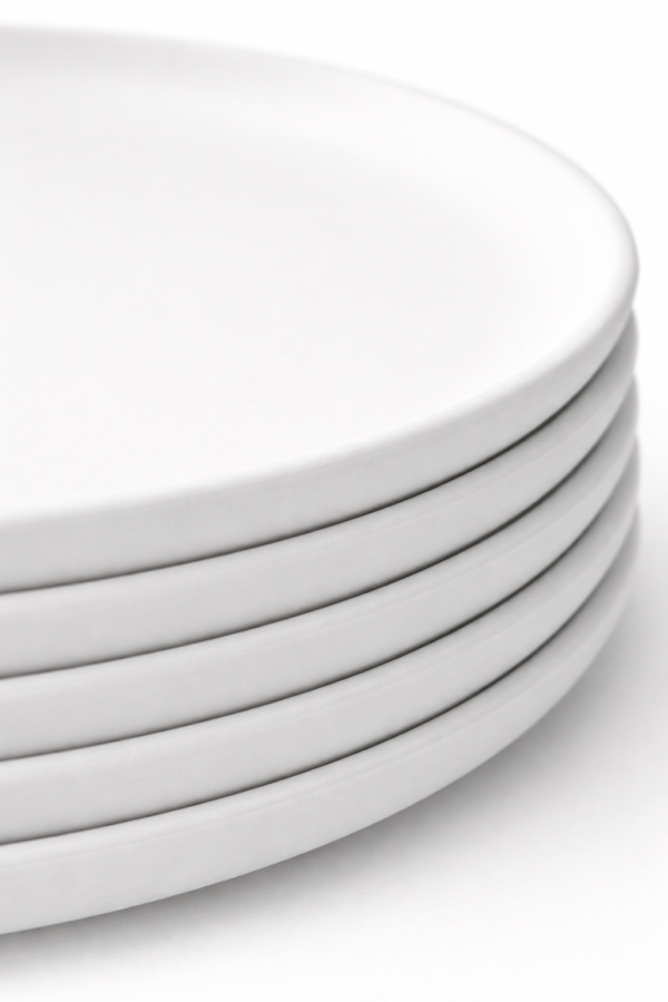 Ceramic Dinner Plate Set of 4 Modern White Dining Plates | Cerâmica Capuchos