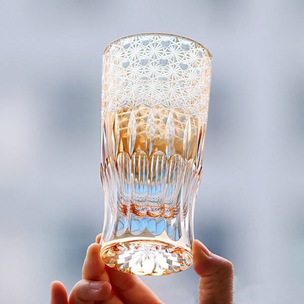 Edo Kiriko Handcrafted Sunset-Toned Crystal Glass