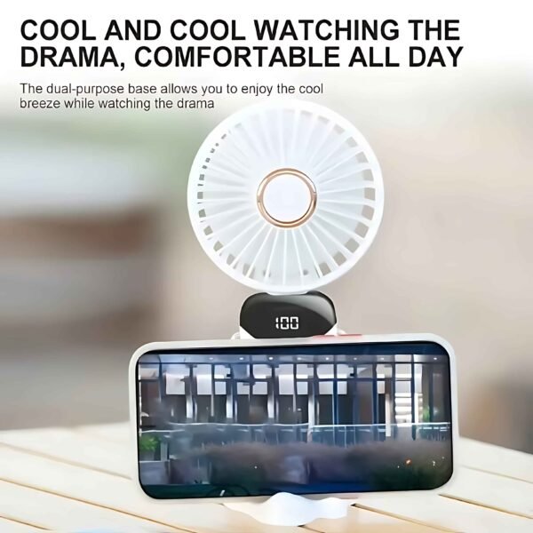 USB Rechargeable Mini Fan – 6 Speed with Smart LED Display